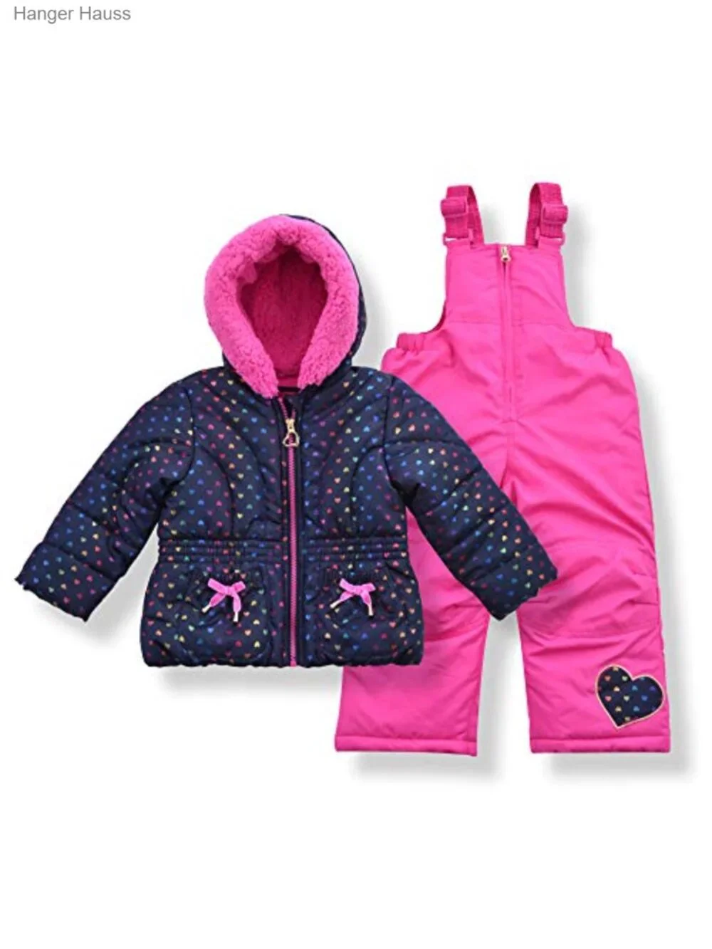 Girls Snowsuit Water Resistant Ski Jacket & Bib Snow Pants Hooded